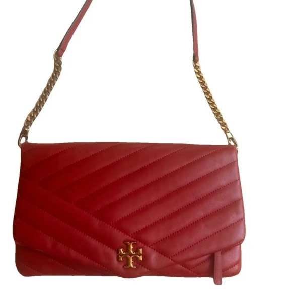 Tory Burch Handbags - Tory Burch Red Quilted Clutch with Gold Chain